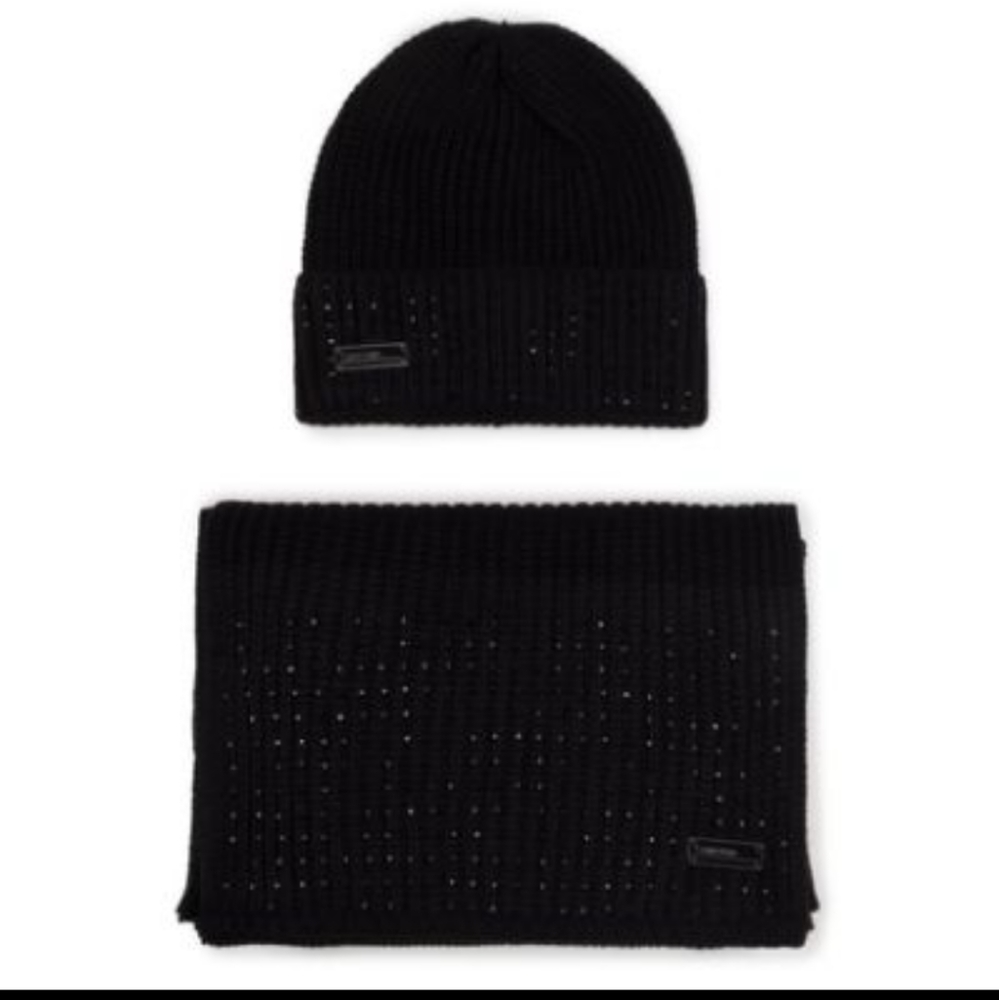 Calvin Klein 2pc Knit Stud Beanie Hat Set - Picture 1 of 4